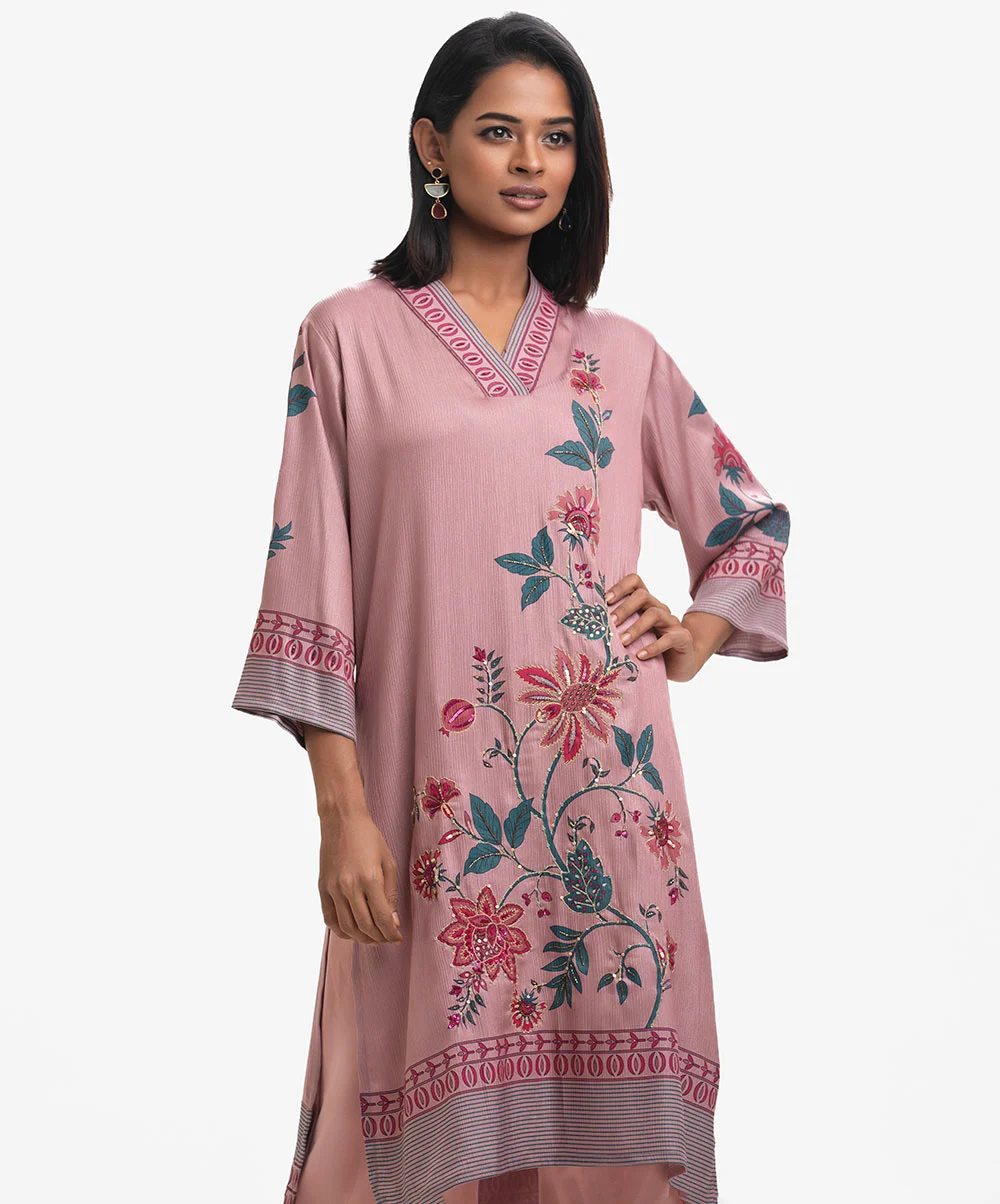 Pink Georgette A-line Kameez